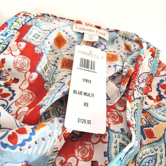 Coastal Boho Patchwork Floral Maxi Dress XS Sleeveless Flowy High Low Hem Resort - Picture 7 of 10